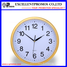 Gold Rahmen Logo Printing Runde Kunststoff Wanduhr (Item21)